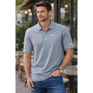 Nike Golf Polo Shirt Mens Large Grey Volvo Logo Short Sleeve Dri-FIT